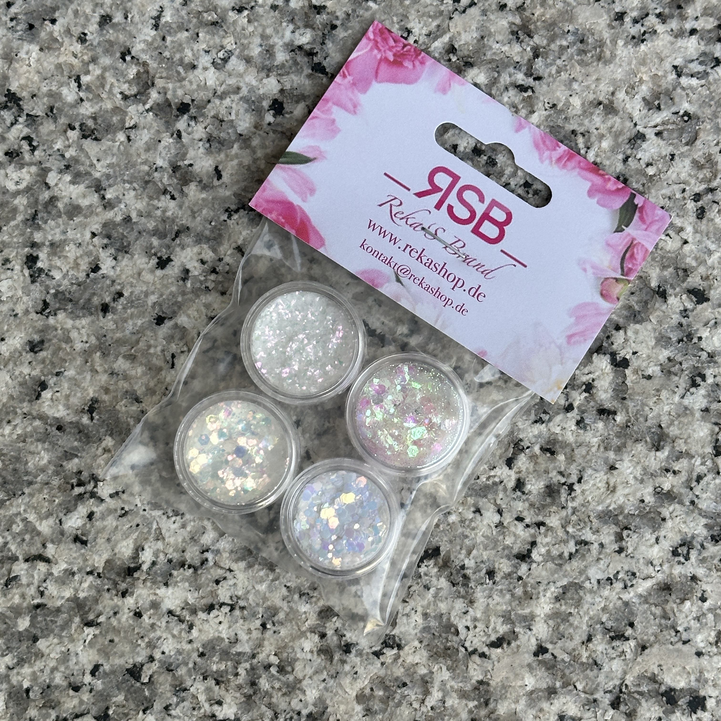 GLITTER PULVER SET WHITE , 4x2 gr