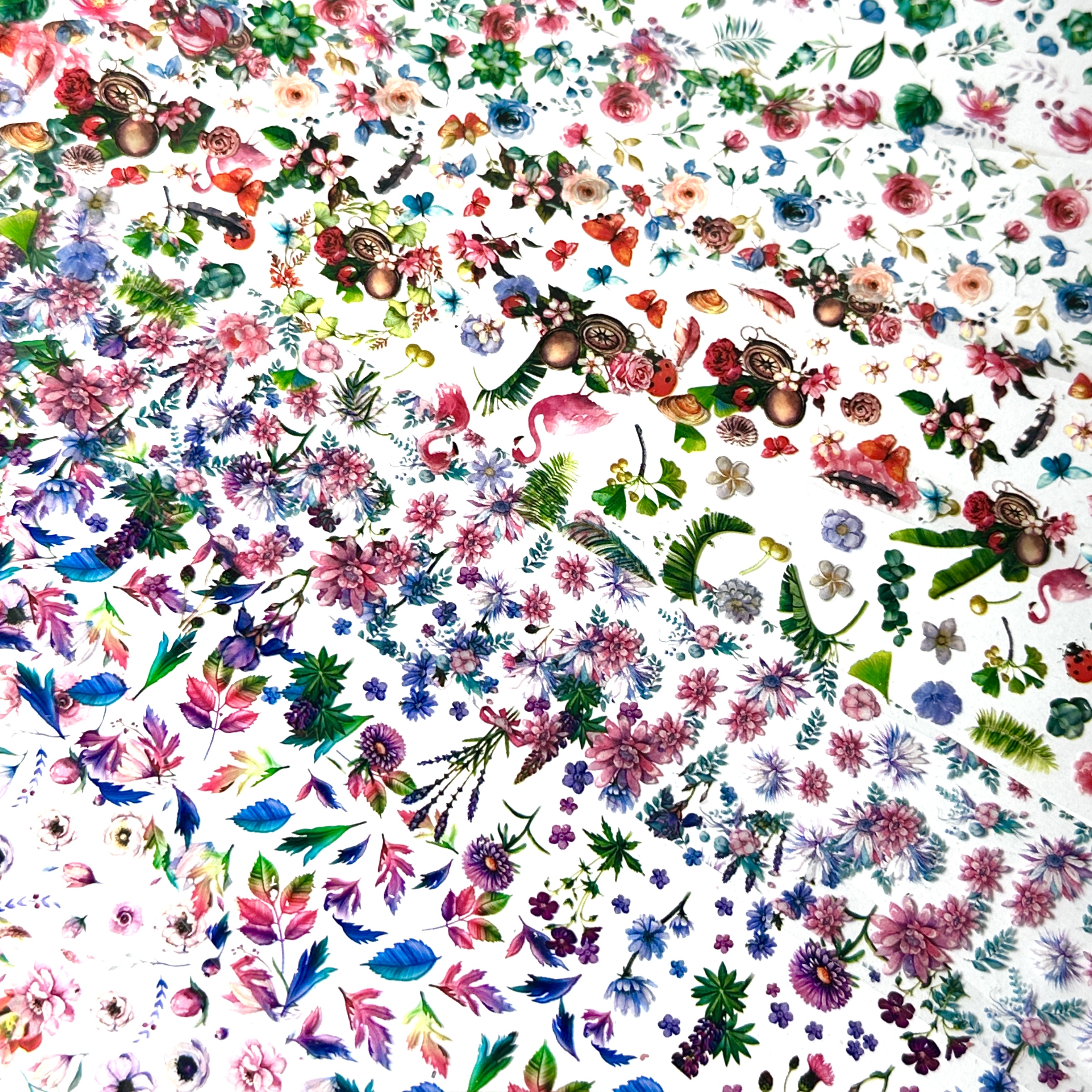 FOLIEN SET Blumen,Flamingos
